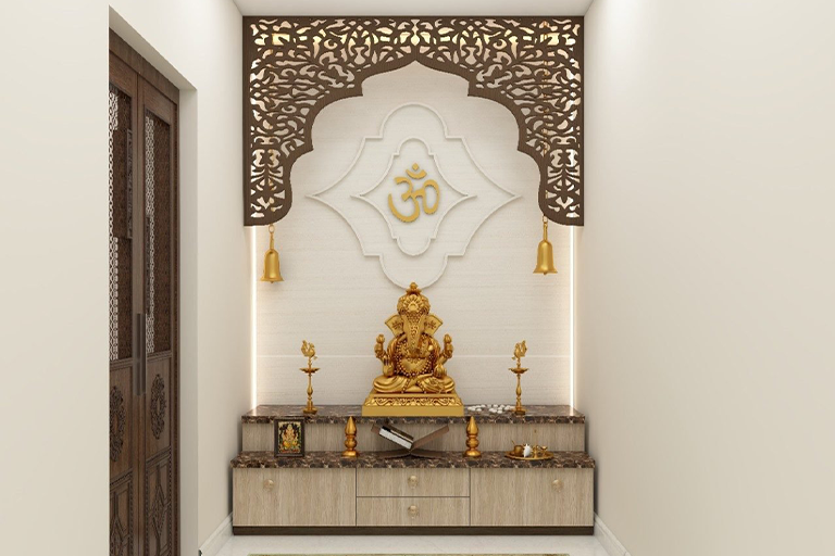 Wall-Mounted Pooja Room: